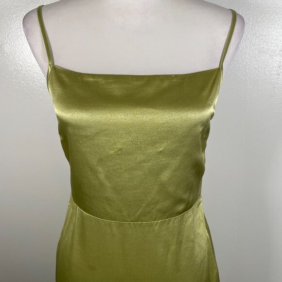 Samsoe Samsoe Slip Dress Womens S Lime Green Satin Smocked Back Adjustable Strap - Picture 6 of 16